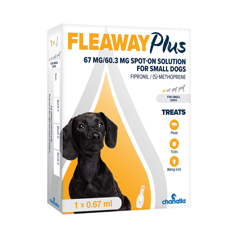 Fleaway Plus Flea Treatment for Small Dogs 2-10kg, kills fleas, ticks, lice, 4-week protection – Keans Claremorris