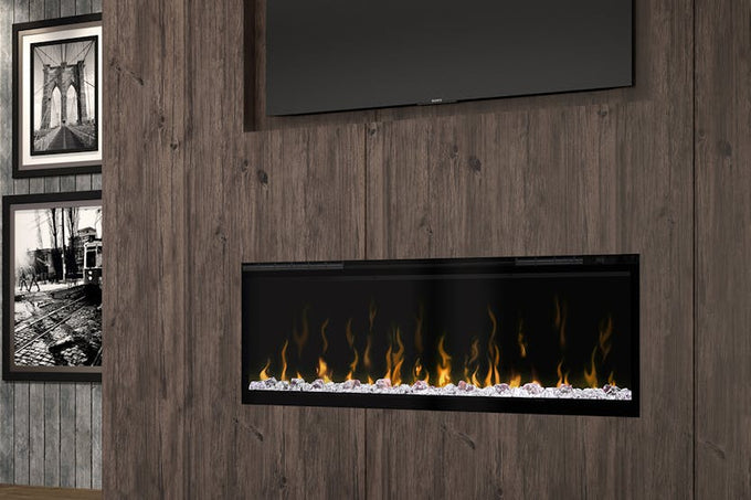 Dimplex 50" Ignite Frameless Electric Fireplace with realistic flames, sleek design – available at Keans Claremorris.