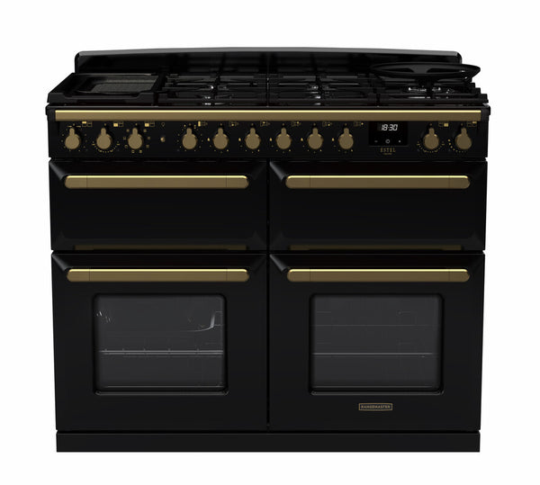 Rangemaster Dual Fuel Estel Deluxe 110cm Slow Cook Oven Antique Brass Trim Keans Claremorris