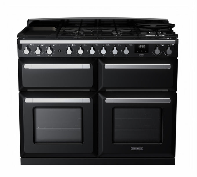 Rangemaster Dual Fuel Estel Deluxe 110cm Slow Cook Oven Chrome Trim Keans Claremorris
