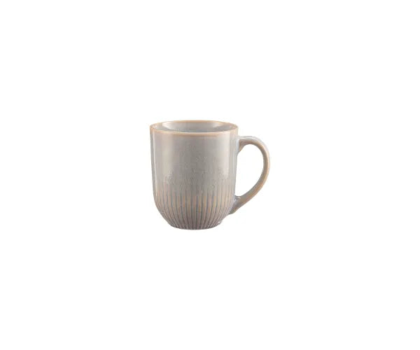 Reactive Linear Grey Mug 400ml with embossed pattern, microwave and dishwasher safe, durable stoneware - Keans Claremorris