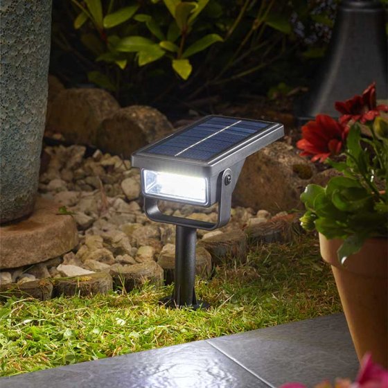 Revo Spotlight 50L solar-powered adjustable spotlight with stake, 50 lumens, auto dusk sensor - Keans Claremorris
