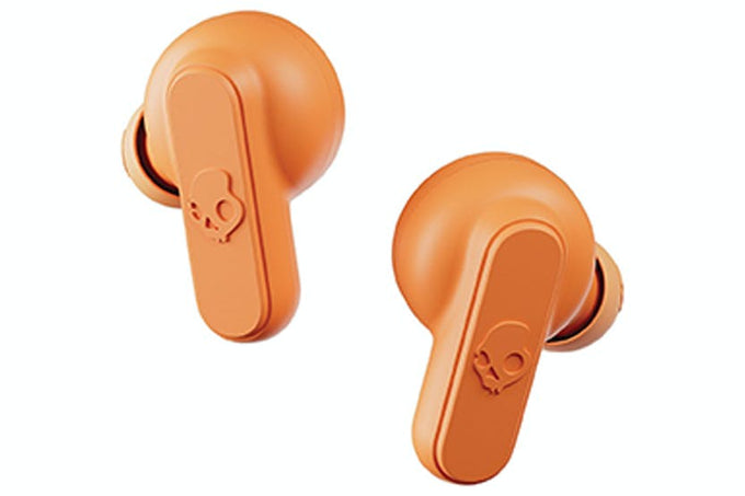 Skullcandy Dime True Wireless In-Ear Orange earbuds, compact design, high-quality sound – available at Keans Claremorris.