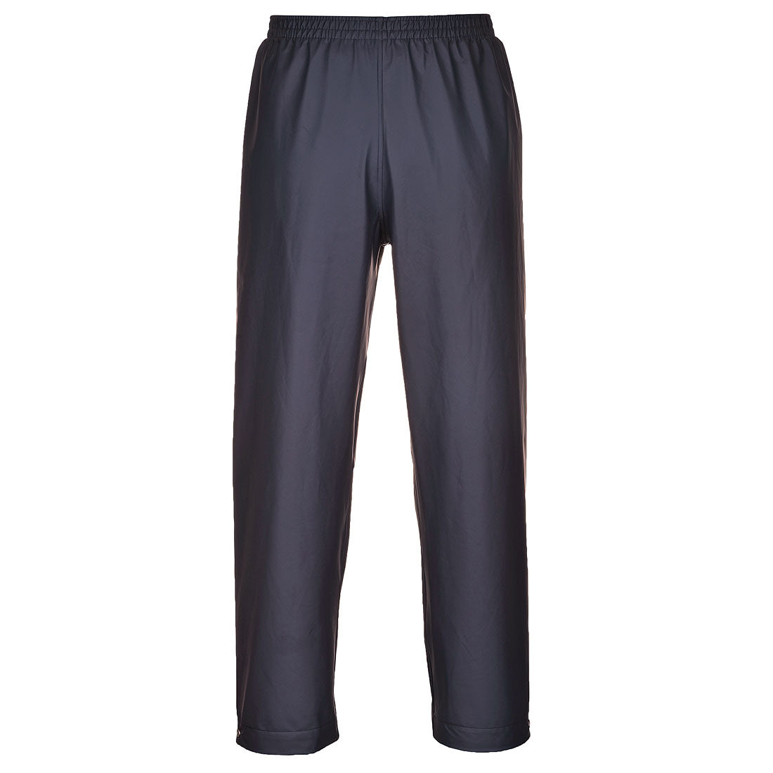Navy Sealtex Air waterproof work trousers with elasticated waistband and straight leg cut, front view.