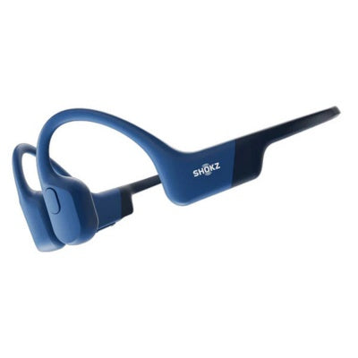 Shokz OpenRun Blue wireless headphones with Type C charger, model 38-S805-ST-BL – available at Keans Claremorris