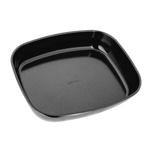 Stellar Bakeware 26x22cm black non-stick roasting tray with rounded corners and rolled edges.