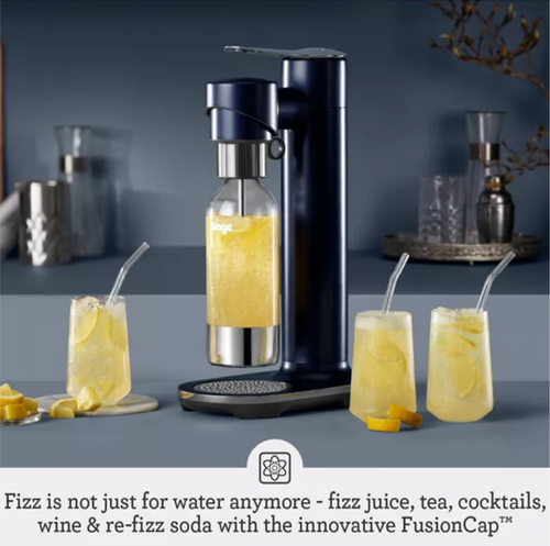 Sage InFizz Carbonators in Damson Blue - sleek soda maker accessory, available at Keans Claremorris.