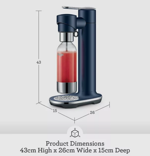 Sage InFizz Carbonators in Damson Blue - sleek soda maker accessory, available at Keans Claremorris.