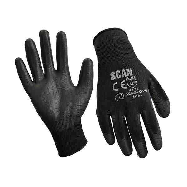 Black Pu Coated Gloves - Size 9 - Image 1
