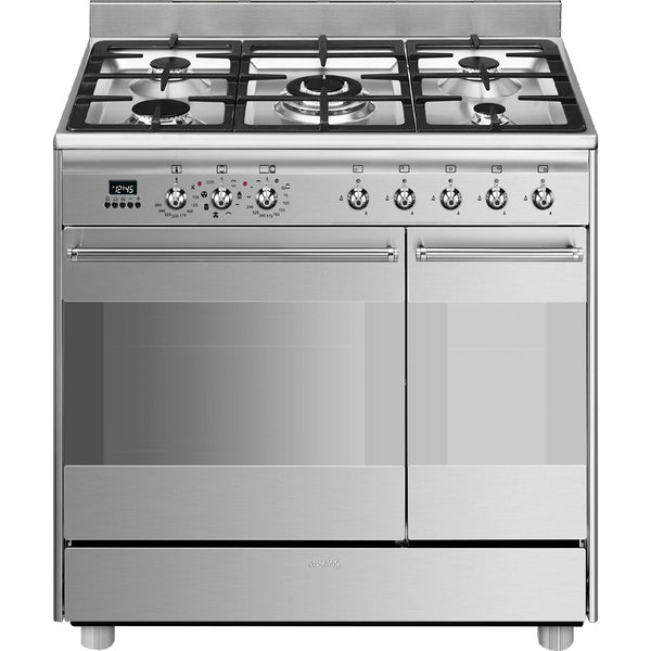 SMEG 90cm Dual Fuel Range Cooker - Stainless Steel | SCB92MX8