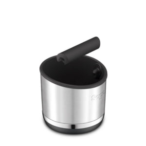 Sage The Knock Box 10 Brushed stainless steel coffee grounds container, durable design – available at Keans Claremorris.