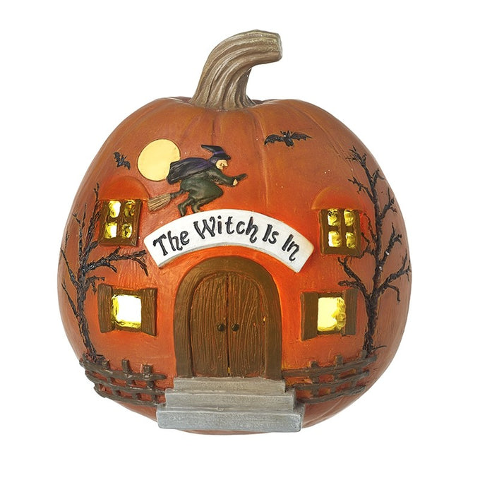 The Witch Is In Light Up Pumpkin - Image 1