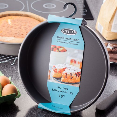 Stellar 10" Round Hard Anodised Sandwich Tin for baking - Durable non-stick pan | Keans Claremorris
