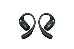 Shokz OpenFit True Wireless Earbuds in Black, open-ear design, premium bass, AI noise-cancelling mics, sold at Kean’s