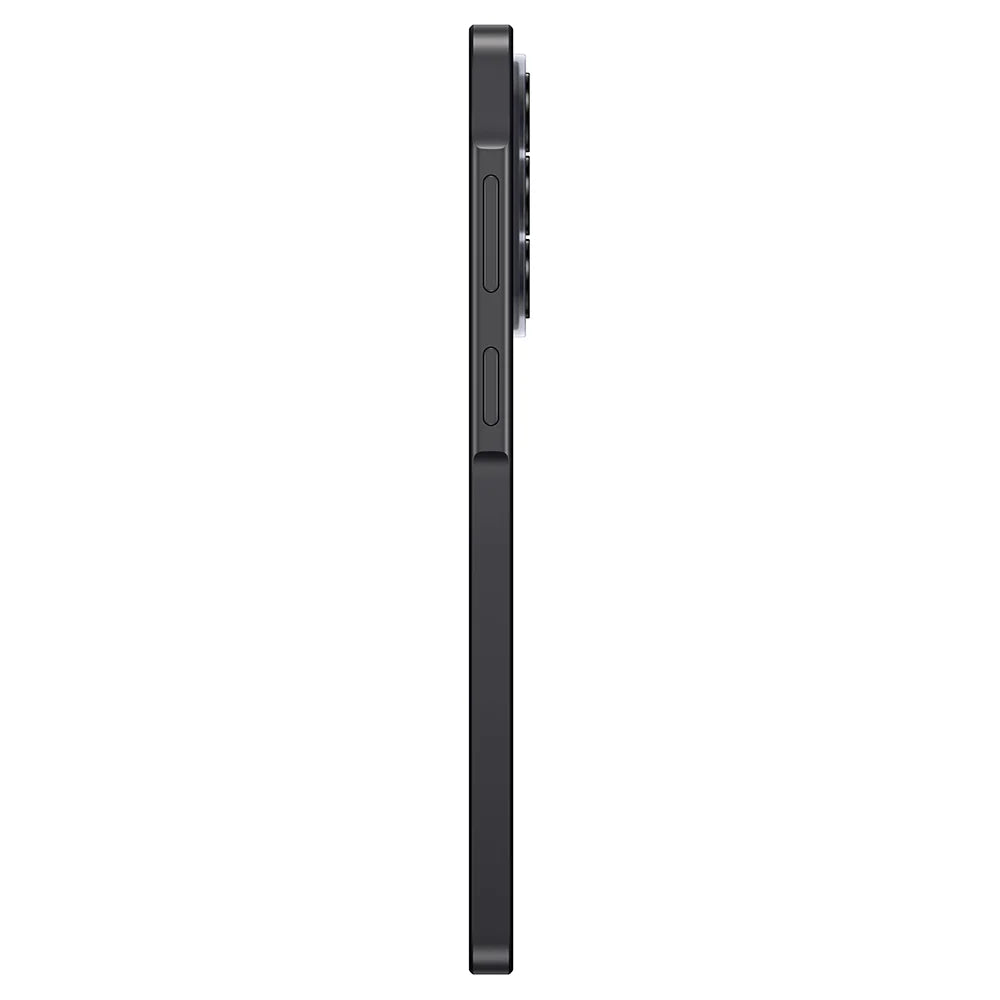 Samsung Galaxy A37 5G in dark grey shown from the left side with volume and power buttons visible.