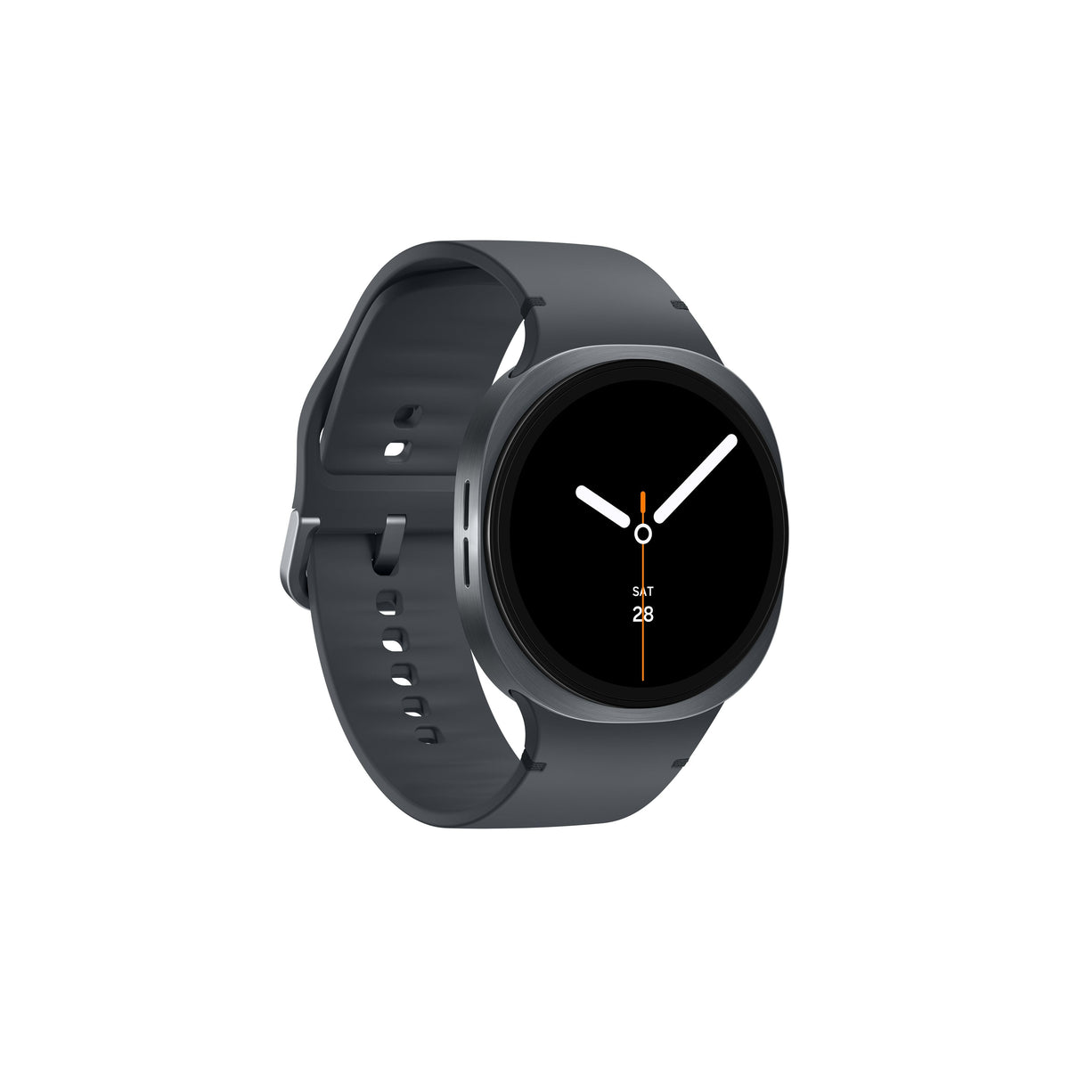 Samsung Galaxy Watch 8 44MM Bluetooth in graphite with round black watch face showing time and date
