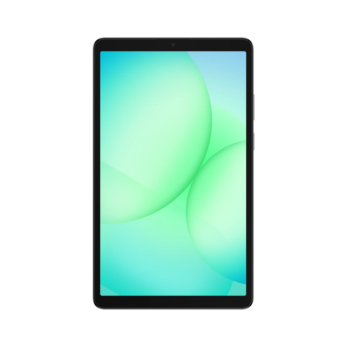 Samsung Galaxy Tab A11 64GB in grey, front view showing screen with blue and green gradient wallpaper