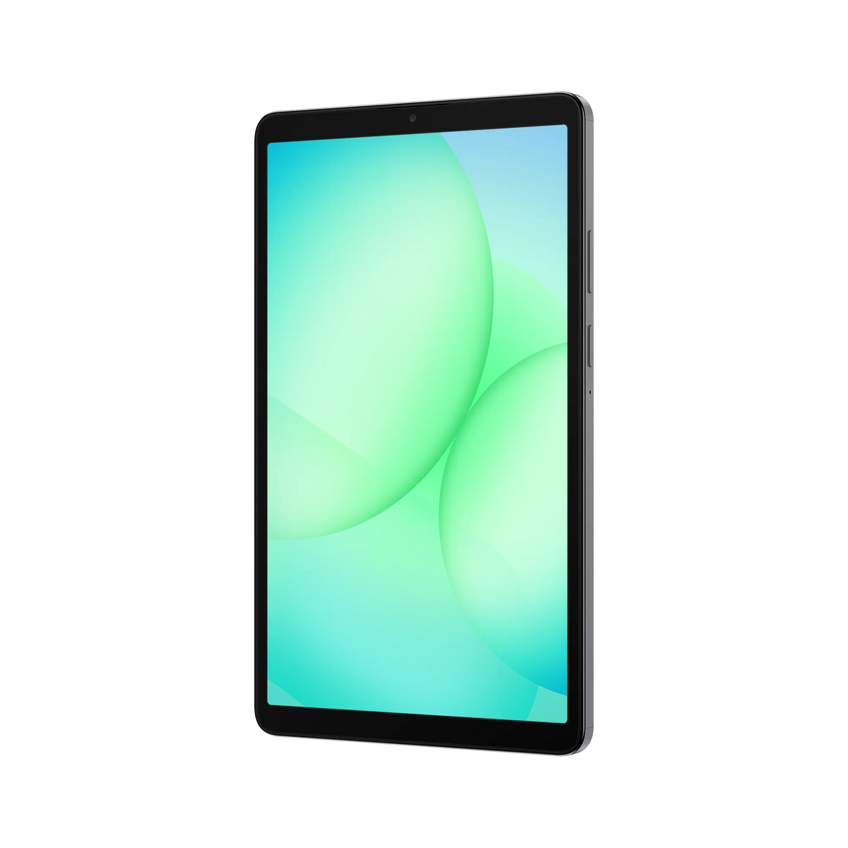 Samsung Galaxy Tab A11 64GB in grey, front view showing screen with green and blue gradient wallpaper