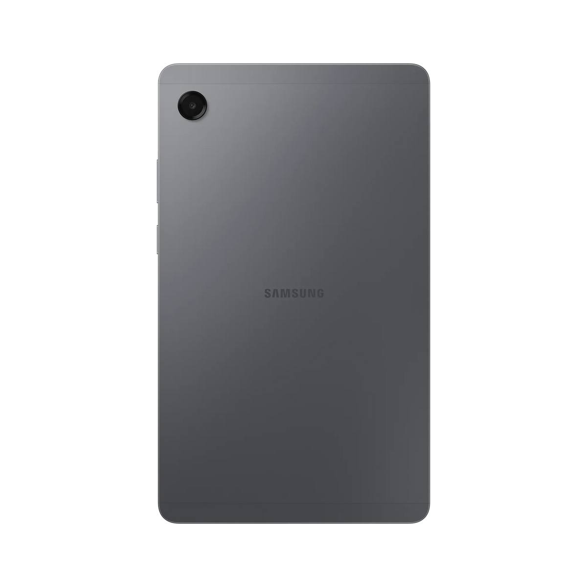 Grey Samsung Galaxy Tab A11 tablet back view showing camera and Samsung logo.
