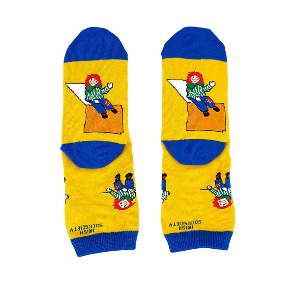 BOSCO kids yellow socks for ages 3-7, playful design, comfortable fit – available at Keans Claremorris.