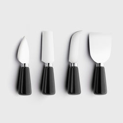 4 Piece Ceramic Cheese Set - Black