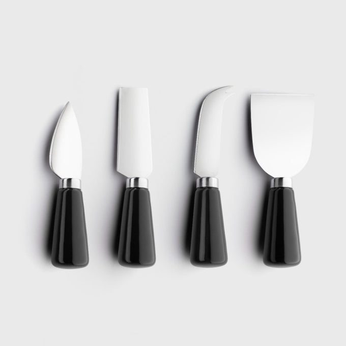 4 Piece Ceramic Cheese Set - Black - Image 1