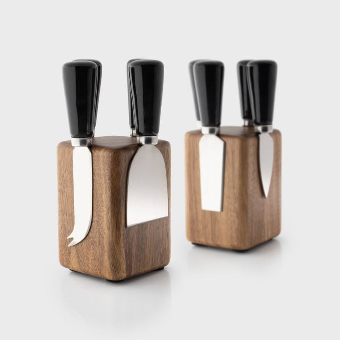 4 Piece Ceramic Cheese Set - Black & Magnetic Black - Image 1