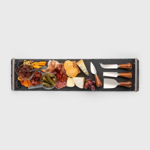 Four Acacia Cheese Knives &amp; Slate Charcuterie Board