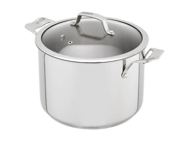 Stellar 24cm 6L stockpot with glass lid, induction compatible, oven safe, dishwasher safe – available at Keans Claremorris.
