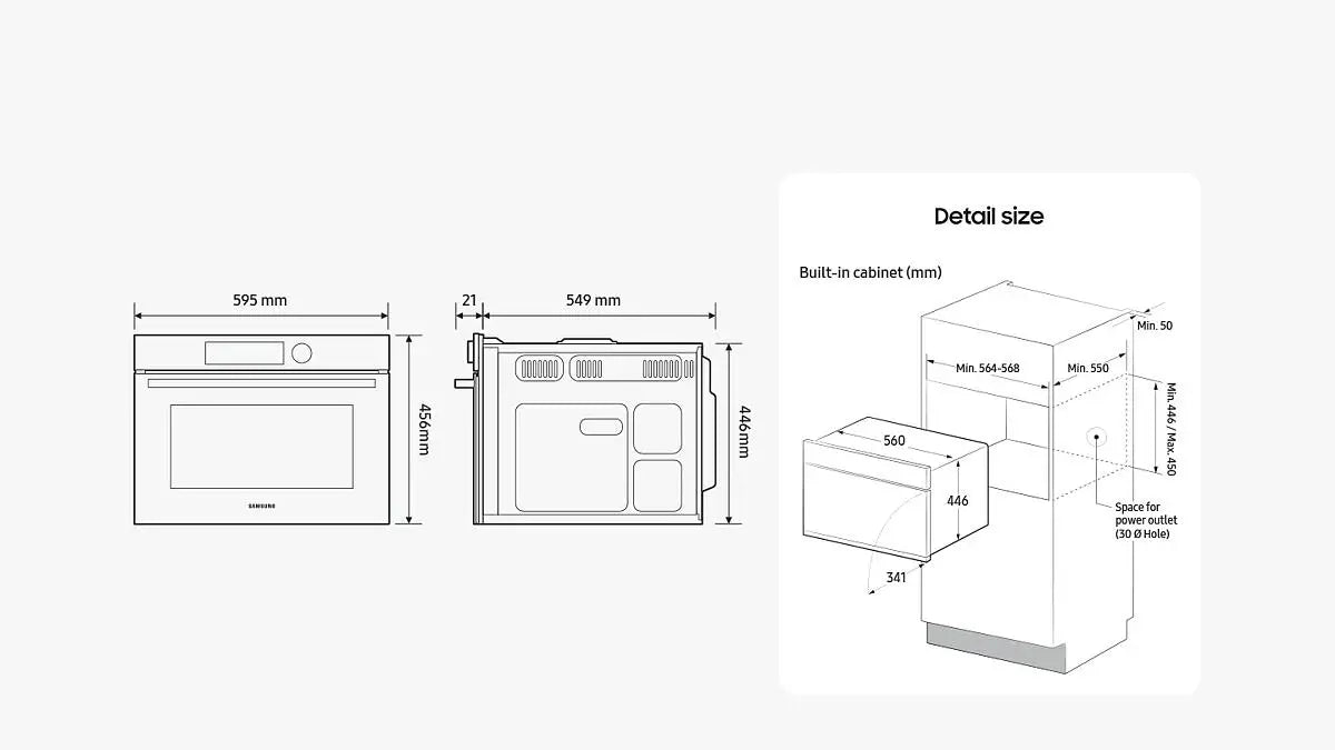 Samsung Series 5 50L Smart Combi-Oven with Air Fry, Stainless Steel, NQ5B5763DBS/U4 - Keans Claremorris