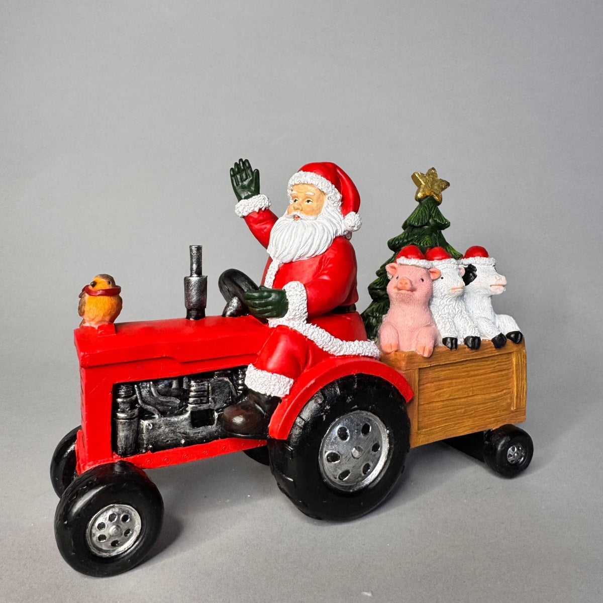 Santa in Tractor Pulling Farm Animals – 17 x 13cm (Window Box) Keans Claremorris