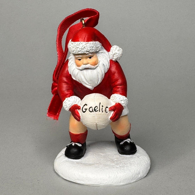 Santa with Gaelic Football Tree Trim 11cm Keans Claremorris