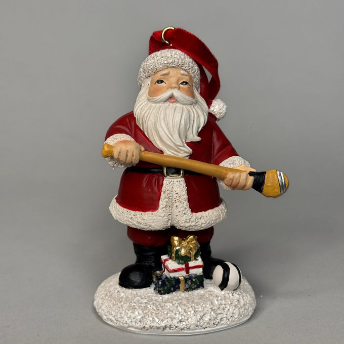 Santa with Hurling Stick Tree Trim 15cm Keans Claremorris
