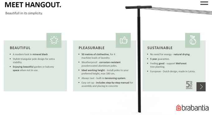 Brabantia Hangout Washing Clothes Lines With Poles 50M - Image 2