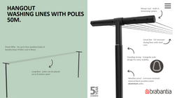 Brabantia Hangout Washing Clothes Lines With Poles 50M