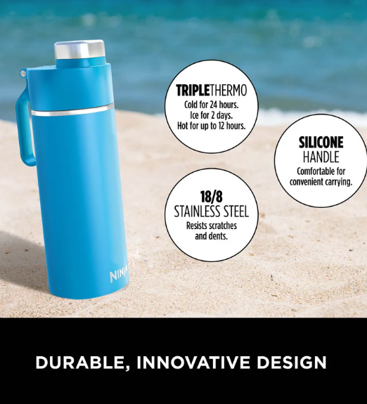 Ninja Thirsti 700ml Travel Bottle in Tropical Blue - Image 2