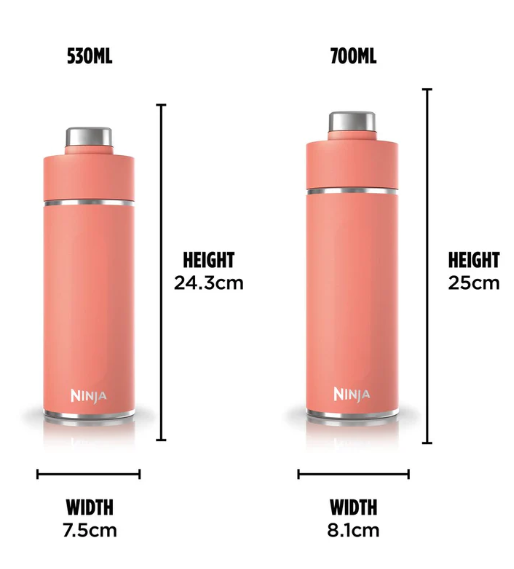 Ninja Thirsti 530ml Travel Bottle in Coral - Image 3