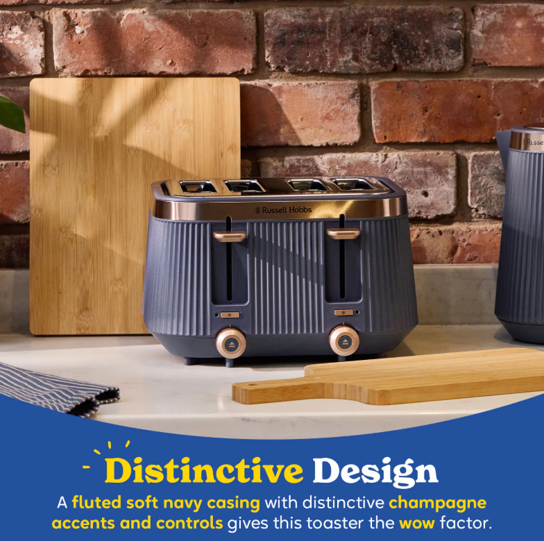 Russell Hobbs Bronte Navy Toaster 4 Slice | 26772 - Image 3