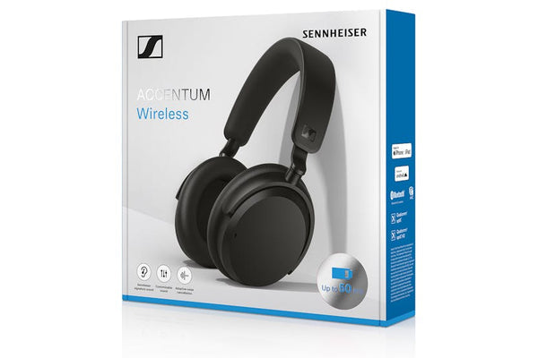 Sennheiser Accentum Black Wireless Headphones, high-quality sound, sleek design | Available at Keans Claremorris