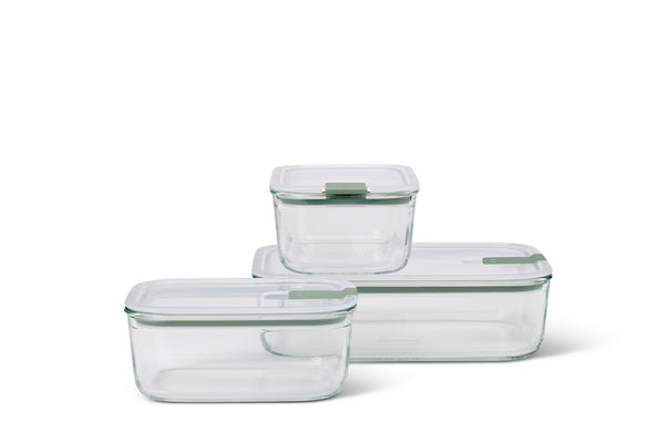 Set of 3 EasyClip glass storage boxes (2x700ml, 1x1500ml), airtight, microwave, oven safe, BPA-free – Keans Claremorris