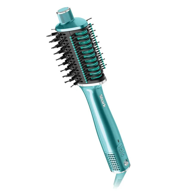 Shark Glossi 2-in-1 Hot Tool and Air Glosser in juniper with ceramic bristles and control buttons on handle