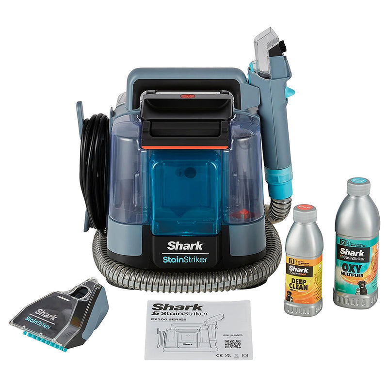 Shark Portable StainStriker PX200UK in Nordic Blue, powerful handheld spot cleaner for carpets, upholstery, and cars –