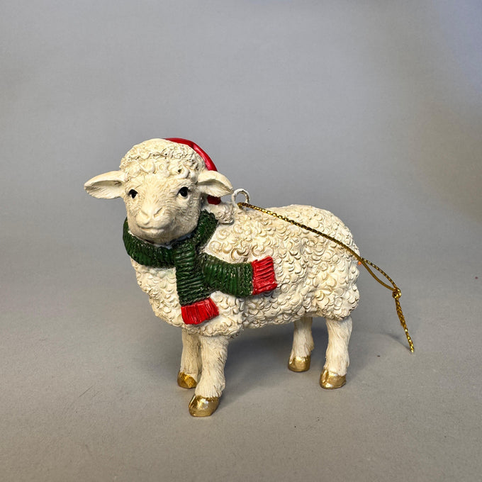  Sheep Tree Trim with Santa Hat & Christmas Wreath – 7.5x6.5cm Keans Claremorris