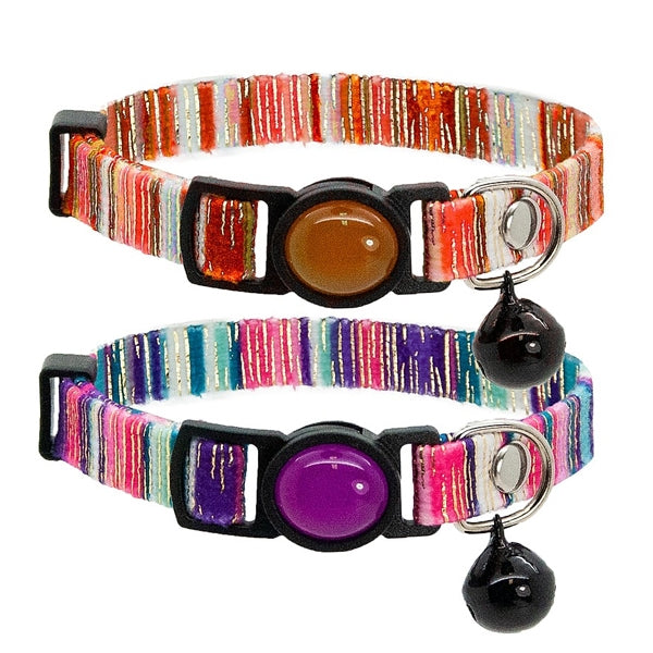 Jewelled shiny cat collar with safety clip, adjustable fit, and bell – stylish comfort from Keans Claremorris.