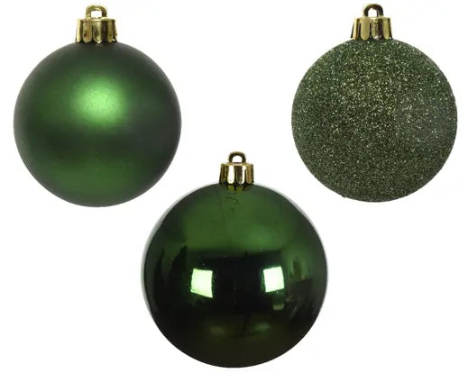 Shiny, Matt & Glitter Mix Pine Green Christmas Baubles – 6cm (Box of 10) Keans Claremorris