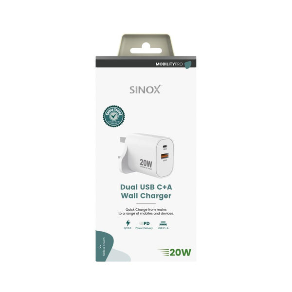Sinox Pro PD & QC 20W USB-C & USB-A | Keans Claremorris