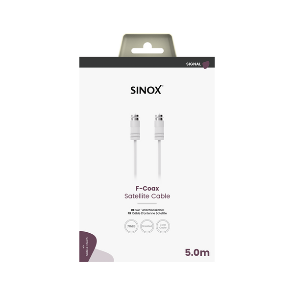 Sinox Sat Cable F-Coax 5M 70DB | Keans Claremorris