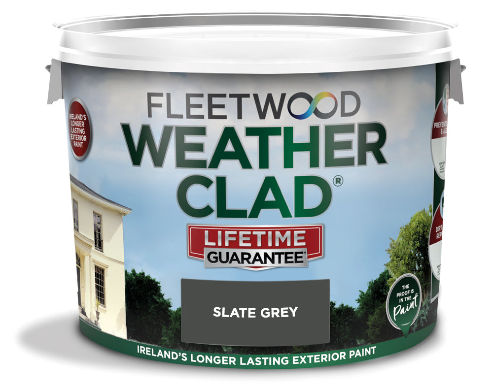 Fleetwood Weatherclad Masonry Paint 10L for exterior walls, durable weatherproof finish - Keans Claremorris
