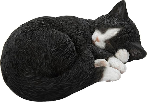 Sleeping Cat Black & White - Garden Ornament Keans Claremorris
