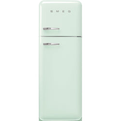 Smeg 60cm 50s Style Right Hand Hinge Freezer over Fridge Pastel Blue Green | Keans Claremorris